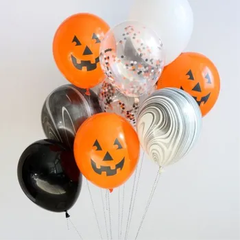 Kuchang 10 db Halloween Party, Léggömb Dekoráció Szórakoztató Narancs Nyomtatott Szellem töklámpás Latex Lufi Csokit vagy Csalunk