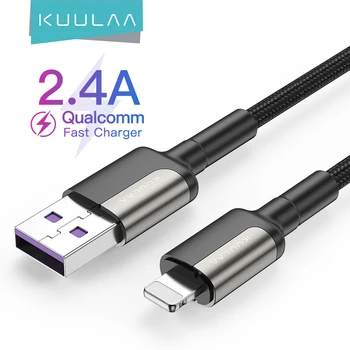 KUULAA 2.4 USB-Kábel Villám Gyors Töltő Kábel iPhone 13 12 11 Pro Max Xs X 8 7 6 Plusz Vezeték USB-töltőkábellel