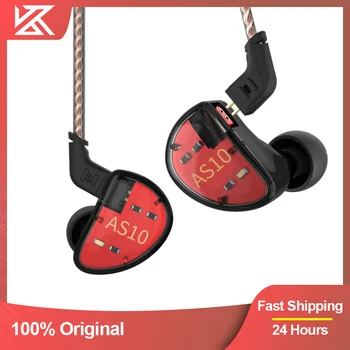 KZ AS10 HIFI Basszus Ear Monitor Játék Fülhallgató Egyensúly Amature 5BA Vezetékes Fejhallgató zajszűrős Fülhallgatót Közös Fülhallgató