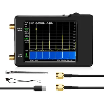 Kézi Apró spektrumelemző a 2,8 hüvelykes Érintőképernyős Hordozható Frekvencia Analizátor 0,1 MHz~ 960MHz MF/HF/VHF UHF Bemeneti Eszközök