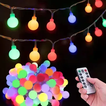 Kültéri LED Labdát String Fények Távirányító Karácsonyi Tündér Fények Girland Garland Nyaralás, Esküvő Party Fény Dekoráció