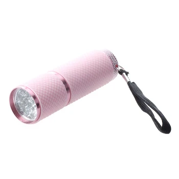 Kültéri Mini, Rózsaszín Gumi Bevonatú 9 LED-es elemlámpa Zseblámpa