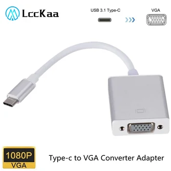LccKaa USB-C-VGA Adapter Kábel C Típusú USB-3.1-VGA Adapter Macbook 12 inch Chromebook Pixel Lumia 950XL Forró Értékesítés