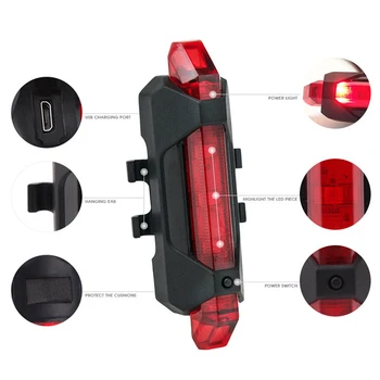 LED Kerékpár Lámpa Kerékpározás Farok Este USB Újratölthető Kerékpár Hátsó Biztonsági Figyelmeztető Lámpa Vízálló Hátsó hátsó Lámpa Dropshipping
