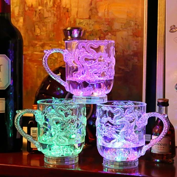 LED villogó színes víz aktív Izzó bögre sárkány sör Pohár Bor, Sör, Csésze, Bögre, Pohár Szivárvány Színű Fény kreatív Ajándék
