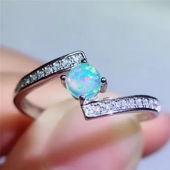 LeeChee Természetes tűz Opál gyűrű igazi 925sterling ezüst jewery színes drágaköveket hölgy születésnapi ajándék, 5mm kerek vágott nők esküvő