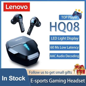 Lenovo HQ08 TWS Vezeték nélküli Bluetooth Fejhallgató Mikrofonnal 400mAh Töltés Doboz Fülhallgató AAC HIFI Zene Gamer Headset Fülhallgató