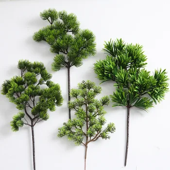 Levél Bonsai Tartozékok Dekoratív Növény Mesterséges Virág Thuja Levél Szimuláció Növény Fenyő Ág Lakberendezés Hamis Zöld
