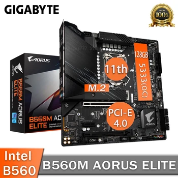 LGA 1200 Gigabyte B560M AORUS ELIT Motherbaord Szerencsejáték-ATX Támogatás 10./11. Gen CPU DDR4 128 GB PCI-E 4.0 M. 2 B560 Placa-Mama Új
