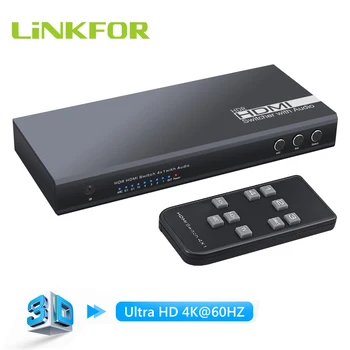 LiNKFOR HDMI 2.0 Audio Extractor 4X1 HDMI Elosztó Kapcsoló a 4K-HDMI Adaptert, 4K@60Hz Ultra HD, Optikai TOSLINK SPDIF 3,5 mm-es Audio