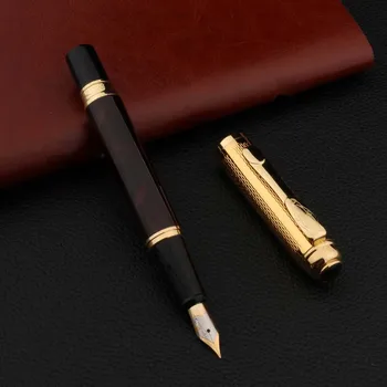 luxus minőségű Vésett minta sötét piros arany fém töltőtoll elegante Írószer tinta, toll, Irodai Iskolai felszerelés