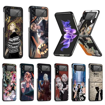 Luxus Telefon tok Samsung Galaxy Z Flip3 5G Esetben Fekete, Kemény Borító Z Flip-3 PC-coque közelében Zflip3 Capa Japán Anime Tokió Revengers