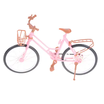 Magas Minőségű, Gyönyörű, Kerékpár Fashion Levehető Rózsaszín Bicikli Barna Kosár a Babák Kiegészítők