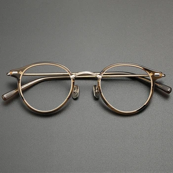 Magas Minőségű, Klasszikus szemüveg keret férfiak kerek retro-acetát optikai szemüveg Rövidlátás olvasás receptet a nők szemüveg