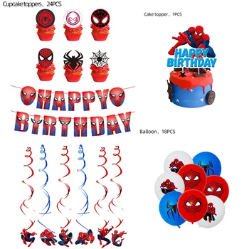 Marvel Szuperhős, Pókember Téma Happy Birthday Party Dekoráció Húzza Zászló Lóg Spin Léggömb Torta Sort, Baba Dekoráció Zuhany