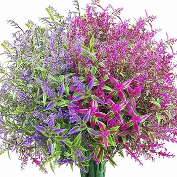 Mesterséges Levendula Virág 9 Kötegek Szabadtéri Hamis Virág Dekoráció, UV-Rezisztens, Nem Fakulnak Ál Műanyag Növények