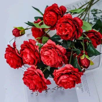 Mesterséges Virágokat Rose Egyetlen Csokor Baba Levegőt Hamis Virág-Retro Art Kert Kerítés Dekoráció Parasztház Ablakpárkányon Dekoráció