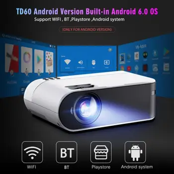 Mini Projektor, Hordozható WiFi Android 6.0 Projektor HD 1080P Videó Proyector 2800 Lumen Telefon Smart 3D Projektor házimozi