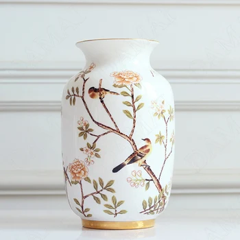 Modern Kínai Porcelán Váza Kézi Festett Kis Madár Dekoráció Virág Vázák Európai Művészet Nappali Asztal Szárított Virágok Szervező