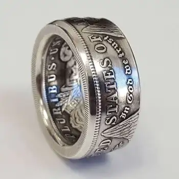 Morgan Ezüst Érme Gyűrű 'sas' ezüstözött, Kézzel készített Méretben 5-13 Dropshipping Raktáron
