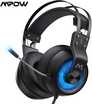 Mpow EG3 Pro Vezetékes Fejhallgató Gaming Headset, 3,5 mm-es USB Fejhallgató Mikrofonnal A Sorban található Vezérlő A PC Gamer Számítógép