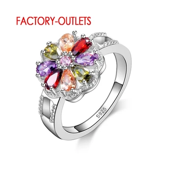 Méret 6/7/8/9 Luxus Design Divat Színes CZ Kristály Gyűrű 925 jegygyűrűt A Nők
