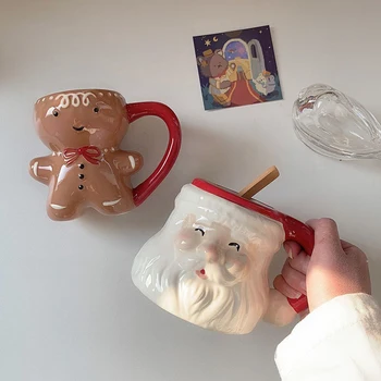 Mézeskalács Ember Bögre Karácsonyi Kerámia Bögre Tea 3D Mikulás Kerámia Csésze Tej, Kávé, Víz Csésze Bögre Új Év Párok Xmas Ajándékok