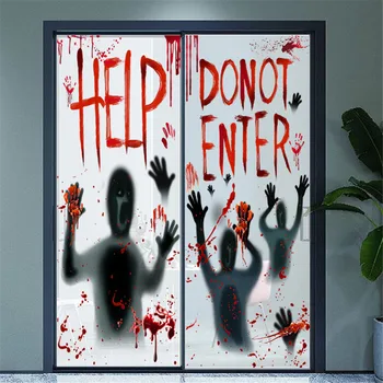 Nagy Cserélhető Boldog Halloween Matricák Vér Kezét Halloween Dekoráció az Otthoni Fürdőszoba Wc Horror Windows Fali Matricák
