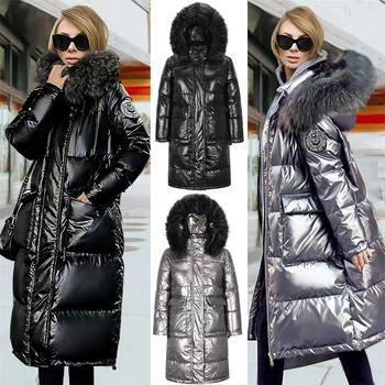 Nagy Méretű Kabát Női Fekete Télikabát Női Téli Le Túlméretes Kabát 2021 Hosszú Steppelt Cipzár Divat Kabátok Nő Ruházat