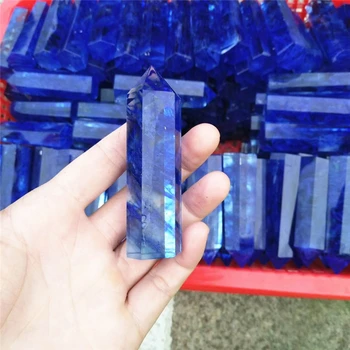 Nagykereskedelmi ár 1 kg-os (18-20db) kék olvasztott obeliszk kvarc kristály pont gyógyító haza feng shui dekoráció