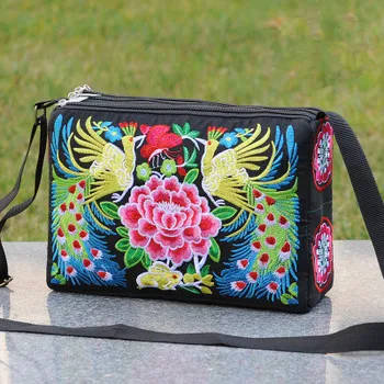 Nemzeti Hímzés Nők Utazás táska!Szép Multi, Virágos hímzett Hölgy Válla&Kors táska Bohém Három-Hordozó réteg