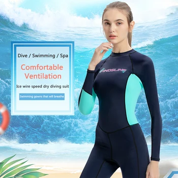 Női Búvárruha Gyors Száraz UV Védelem Teljes Test Egy Darab búvárruhát Vissza Zip Hosszú Ujjú Ruha a Búvárkodás, Szörfözés, Snorkeling