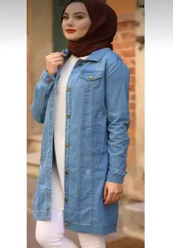 Női farmer, farmer dzseki, hosszú kabát muszlim divat iszlám ruházat