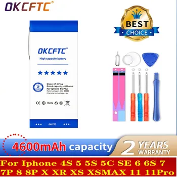 OKCFTC Nagy Kapacitású Akkumulátor iPhone 6 6 7 8 Plusz X Csere Akkumulátor iPhone 5 4 5S SE XR XS 11 Pro Max Aksija
