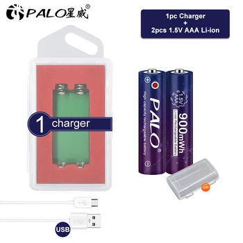 PALO 900mWh 1,5 V AAA Újratölthető Li Lítium-ion Akkumulátor aaa 3A AAA li-ion akkumulátor, a töltő+USB kábel
