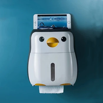 Pingvin Wc Papír Tartó Kreatív Hordozható Vízálló Fali Tároló Doboz Tálca Szövet Doboz Szervező Fürdőszoba Kiegészítők