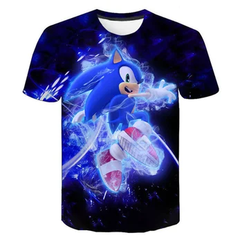 Rajzfilm Anime Sonic Póló Nyomtatás Vicces póló Fiúk Lányok Alkalmi Tshirt Harajuku Tshirt Gyerekek Super Sonic 3D Túlméretezett póló