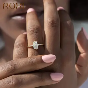 ROXI Divat Geometria Kristály Arany Gyűrű Női Ezüst Gyűrűk Ékszerek 925 Sterling Ezüst Ujj Gyűrű Ins Esküvői Gyűrű Anillos
