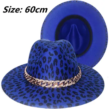 Royal kék leopárdmintás fedora kalap új fánk tartozékok tavaszi új férfi jazz-kalap divat kalap női nagykereskedelmi шапка женская