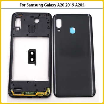 Samsung Galaxy A20 2019 A205 Középső Keret Keret Keret Akkumulátor hátlap SM-A205F A205DS Hátsó Fedelet Ház Esetben Cserélje ki