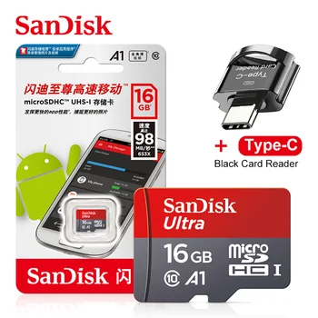 SanDisk Micro SD Kártya 256 128 GB 32 GB 64 gb-os 16GB Ultra Class 10 Memóriakártya, Flash Kártya microSD mini kártya C Típusú Kártya Olvasó
