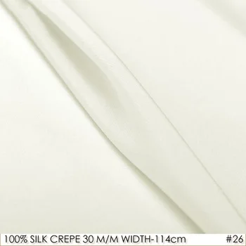 SELYEM CREPE DE CHINE 114cm szélesség 30momme 100% Természetes Selyem Szövet Nehéz Selyem Menyasszonyi Ruha, Textil, Természetes Fehér #26