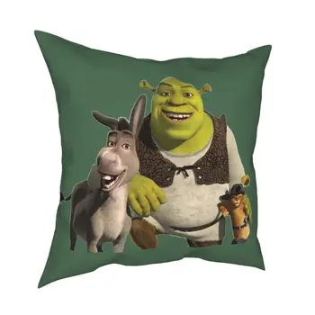 Shrek Trió párnahuzat Dekoráció Vicces Film, Zöld Párna díszpárna Nappali kétoldalas Nyomtatás Szabadidő