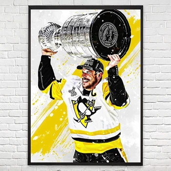 Sidney Crosby Poszter Pittsburgh Penguins Jégkorong Fal Festés Vászon Nyomtatás Művészet, Sport, Dekoratív Képet lakberendezés