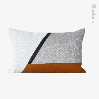 Skandináv minimalista geometriai varrás derék párna négyzetes párna fény luxus nappali kanapé flanel párna bőr párna