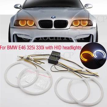 SMD pamut fény LED angel eyes fehér, sárga DRL készlet BMW E46 325i 325xi 330i 330xi a HID fényszórók 1999 2000-2005