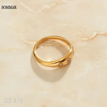 SOMMAR Forró Új Divat Arany Vermeil méret 6 7 8 Asszony Farok gyűrű, Hold, csillag férfi gyűrű tartozékok jewelr