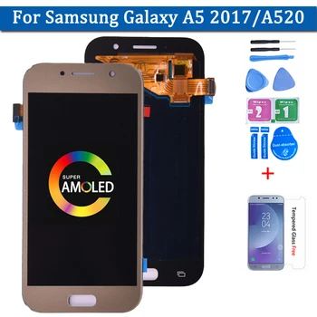 Super Amoled SAMSUNG GALAXY A5 2017 A520 A520F A520K LCD Kijelző érintőképernyő Digitalizáló Közgyűlés
