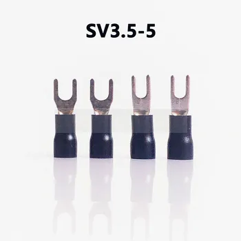 SV3.5-5 FEKETE színű Hidegen sajtolt terminálok Kábel Vezeték Csatlakozó 100 Szigetelt Spade Csatlakozók Csatlakozó 14-12AWG 6.2mm2