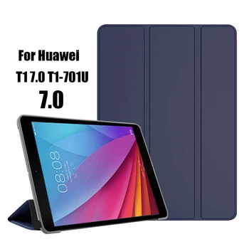 T1-701U PU Bőr Tri-fold Esetben a Huawei MediaPad T1 701u Tablet tok Huawei T1 7.0 Plus T1-701u Tablet Állvány Borító